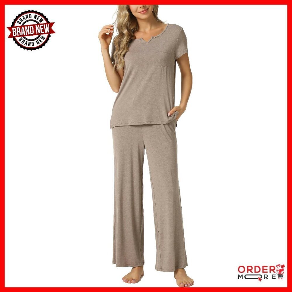 Soft Bamboo Viscose Short Sleeve Pajama Set Lounge Sleepwear